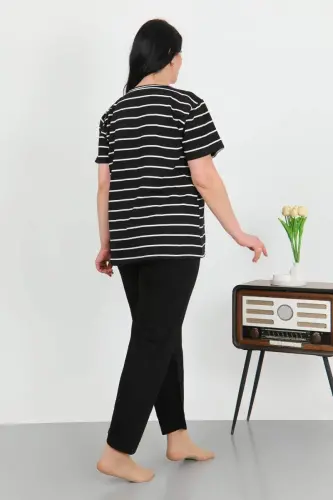 Angelino Women's Plus Size Short Sleeve Cotton Pajama Set Black 202505 - 5