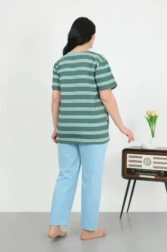 Angelino Women's Plus Size Short Sleeve Cotton Pajama Set Petrol 202505 - 4