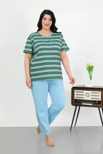 Angelino Women's Plus Size Short Sleeve Cotton Pajama Set Petrol 202505 - 5