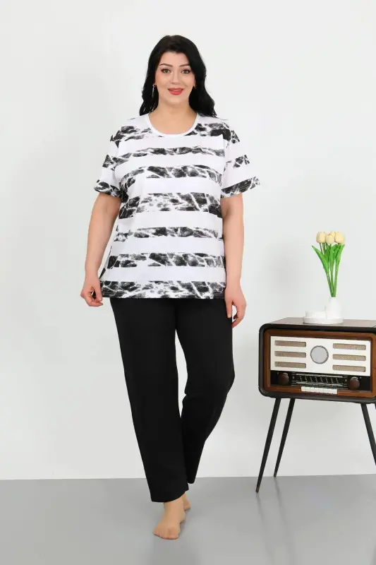 Angelino Women's Plus Size Short Sleeve Cotton Pajama Set White 202505 - 6