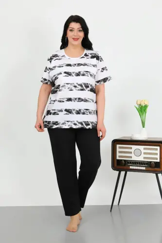 Angelino Women's Plus Size Short Sleeve Cotton Pajama Set White 202505 - 3