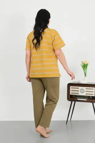 Angelino Women's Plus Size Short Sleeve Cotton Pajama Set Yellow 202505 - 4