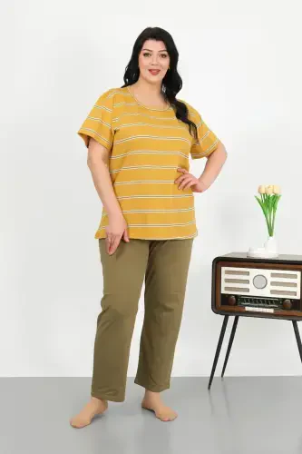 Angelino Women's Plus Size Short Sleeve Cotton Pajama Set Yellow 202505 - 5