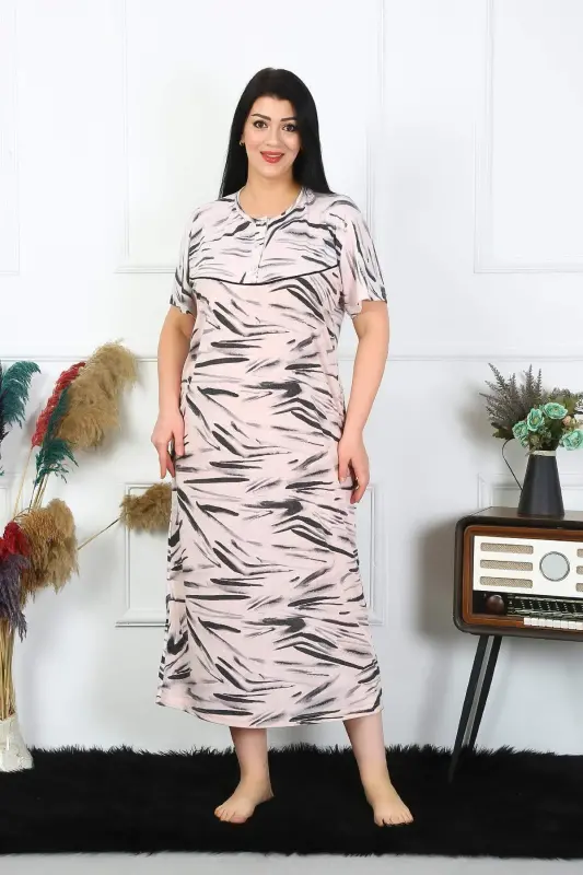 Angelino Women's Plus Size Short Sleeve Cream Maternity Nightgown 1371 - 1