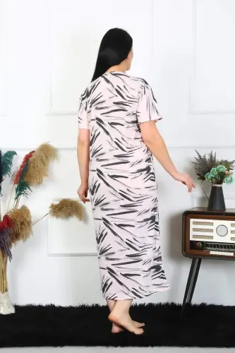 Angelino Women's Plus Size Short Sleeve Cream Maternity Nightgown 1371 - 4