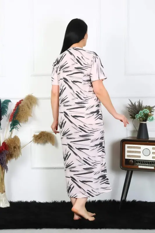 Angelino Women's Plus Size Short Sleeve Cream Maternity Nightgown 1371 - 4