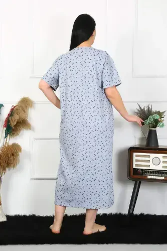 Angelino Women's Plus Size Short Sleeve Indigo Maternity Nightgown 1374 - 3