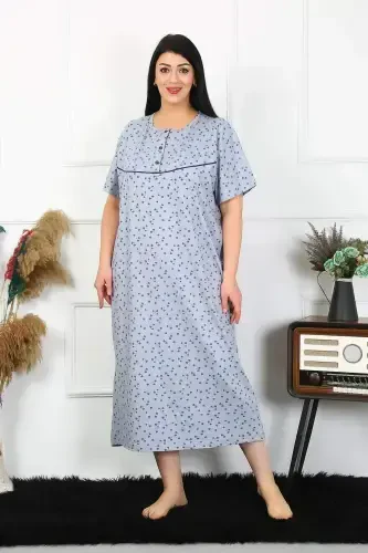 Angelino Women's Plus Size Short Sleeve Indigo Maternity Nightgown 1374 - 4