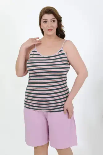 Angelino Women's Plus Size Spaghetti Strap Jersey Shorts Set Lilac 202508 - 6