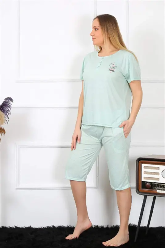 Angelino Women's Plus Size Viscose Sea Green Capri Pajama Set 202193 - 3