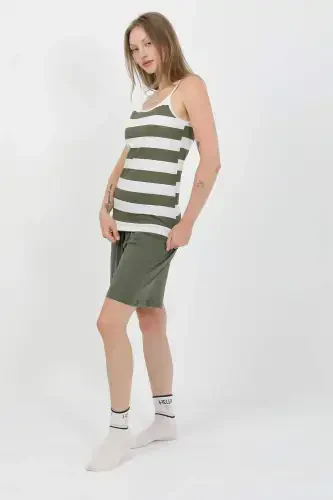 Angelino Women's Spaghetti Strap Cotton Jersey Shorts Set Khaki 3634 - 1