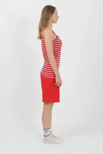 Angelino Women's Spaghetti Strap Cotton Jersey Shorts Set Red 3634 - 8