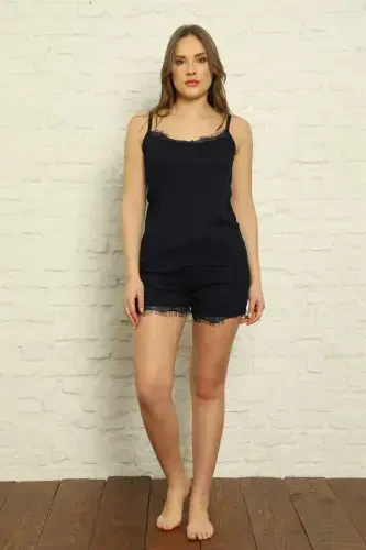 Angelino Women's Spaghetti Strap Pajama Set with Shorts 3584 - BÜYÜKBEDENIZ (1)