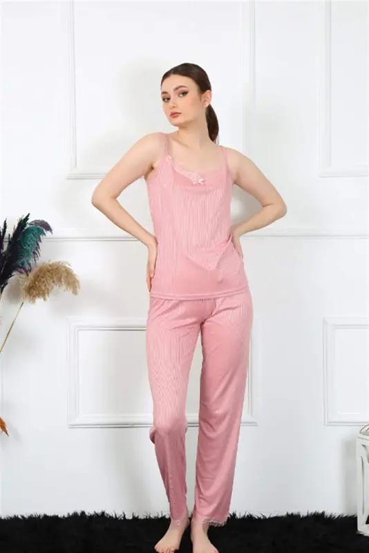 Angelino Women's Spaghetti Strap Salmon Pajama Set 4136 - 5