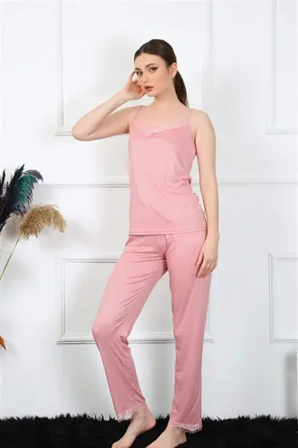 Angelino Women's Spaghetti Strap Salmon Pajama Set 4136 - 2