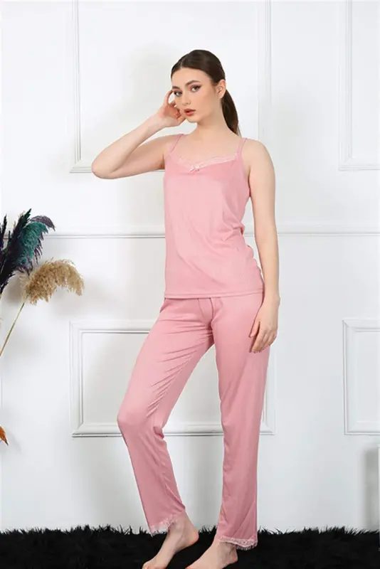 Angelino Women's Spaghetti Strap Salmon Pajama Set 4136 - 2