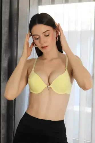 Angelino Women's Support Bra with Underwire and Stone Detail 2407 Yellow - 1