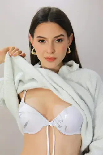 Angelino Women's Support Wired Patterned Bra 4920 White - 6