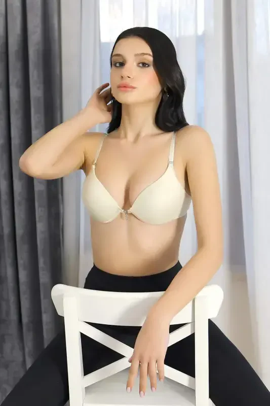 Angelino Women's Support Wired Stone Detailed Bra 2407 Nude - 8