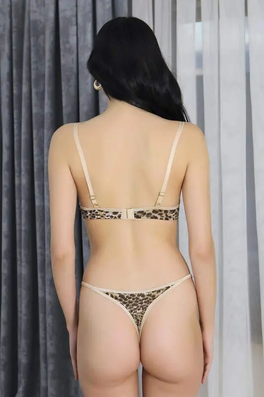 Angelino Women's Supported Leopard Print Bra Set 3401 Coffee - 11