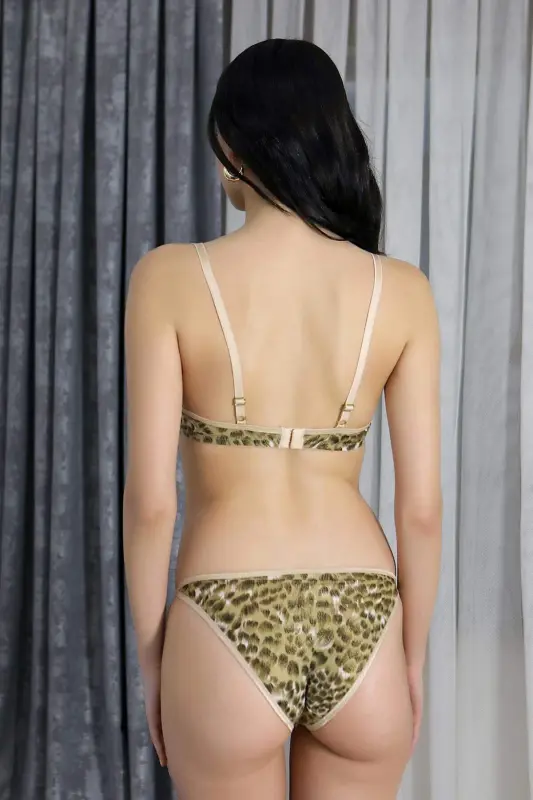 Angelino Women's Supported Leopard Print Bra Set 3401 Mustard - 4