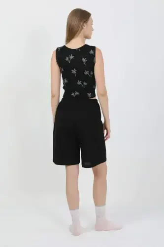 Angelino Women's Thick Strap Cotton Jersey Shorts Crop Set Black 3636 - 4