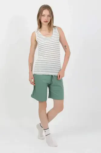 Angelino Women's Thick Strap Cotton Jersey Shorts Set Green 3637 - 1