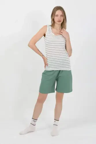 Angelino Women's Thick Strap Cotton Jersey Shorts Set Green 3637 - BÜYÜKBEDENIZ (1)