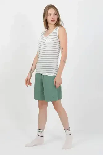 Angelino Women's Thick Strap Cotton Jersey Shorts Set Green 3637 - 3