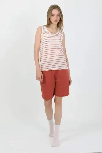 Angelino Women's Thick Strap Cotton Jersey Shorts Set Orange 3637 - 7