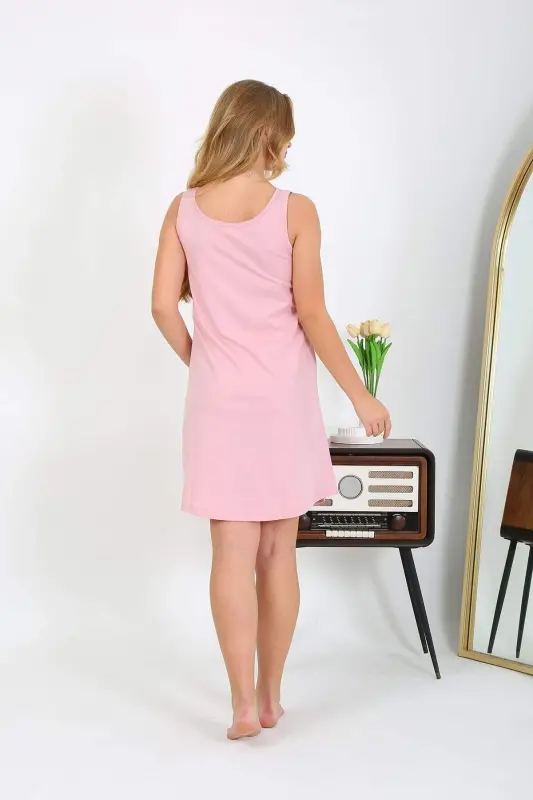 Angelino Women's Thick Strap Cotton Nightgown Pink 1777 - 4