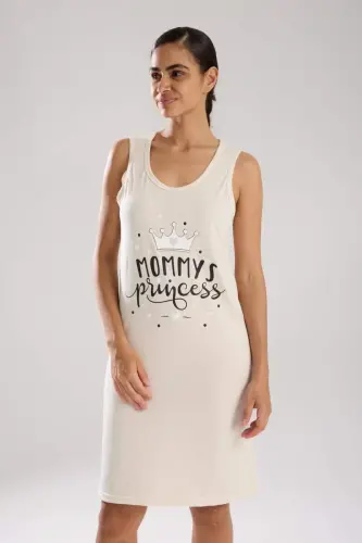 Angelino Women's Thick Strap Knitted Nightdress Ecru - 1
