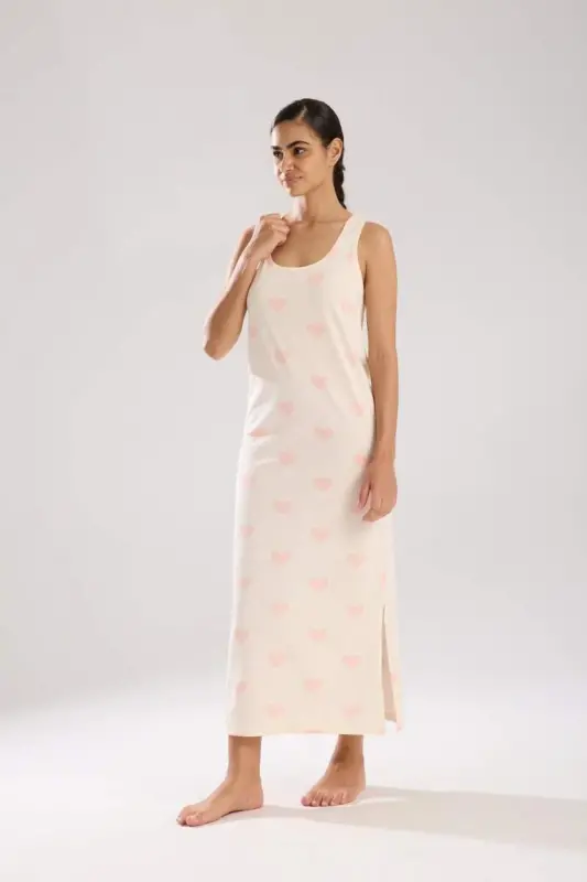 Angelino Women's Thick Strap Slit Long Powder Nightgown - 6