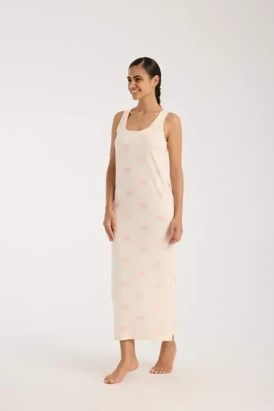 Angelino Women's Thick Strap Slit Long Powder Nightgown - 1