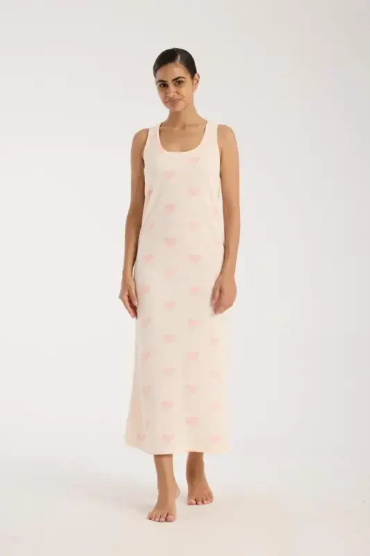 Angelino Women's Thick Strap Slit Long Powder Nightgown - 2