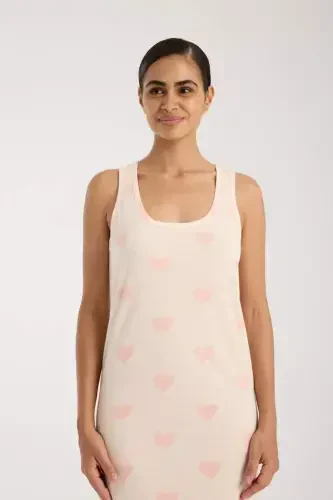 Angelino Women's Thick Strap Slit Long Powder Nightgown - 3