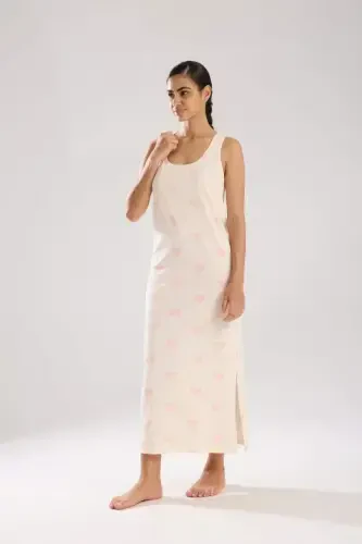 Angelino Women's Thick Strap Slit Long Powder Nightgown - 6