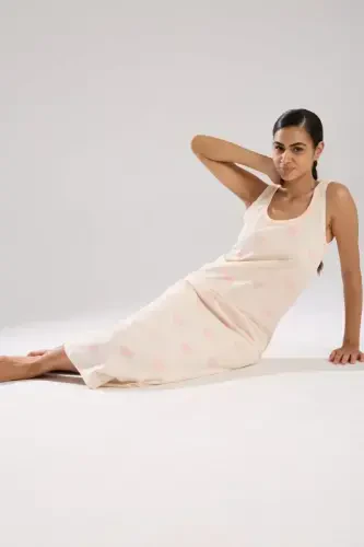 Angelino Women's Thick Strap Slit Long Powder Nightgown - 7