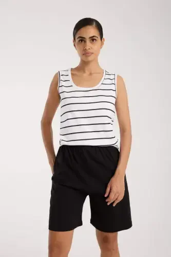 Angelino Women's Thick Strap White Shorts Pajama Set - 4