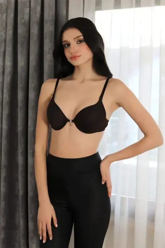 Angelino Women's Underwire Bra with Stone Detail 2407 Coffee - 2