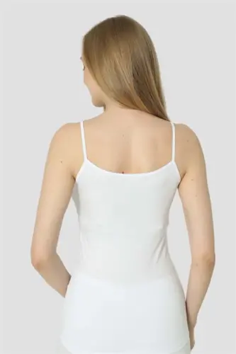 Angelino Women's White Buttoned Ribbed Tank Tops (Pack of 2) - 5