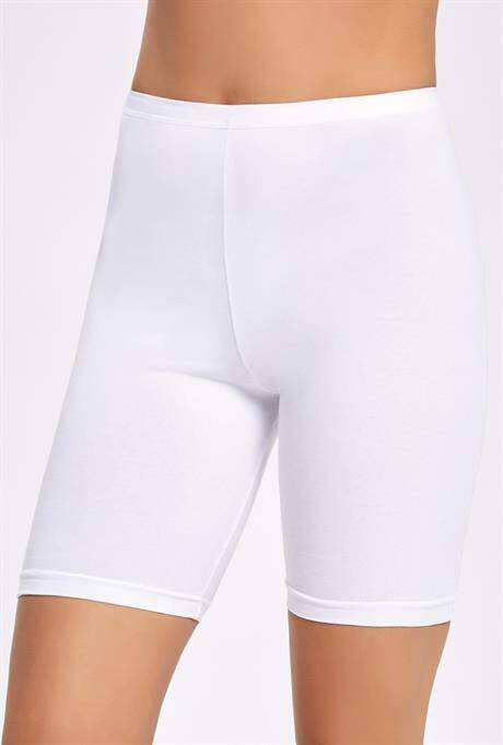 Angelino Women's White Cotton Lycra Short Shorts - 1