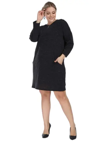 Angelino Young Plus Size Winter Soft Anthracite Dress AS06 - BÜYÜKBEDENIZ (1)