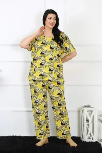 Angelino Женщина 5XL-6XL-7XL-8XL Большой Размер Короткий Рукав Пижамный Комплект 75007 - 3