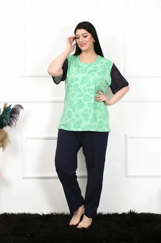 Angelino Женский 5XL-6XL-7XL-8XL Большой Размер Короткий Рукав Пижамный Комплект 75004 - 1