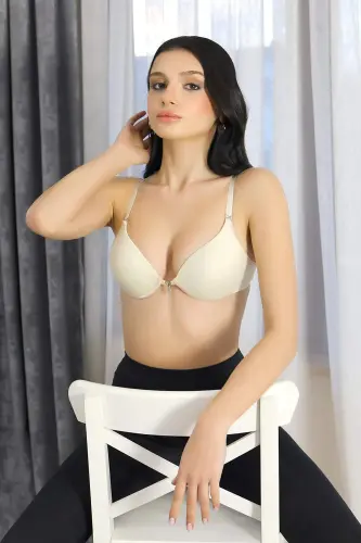 Angelino Женский Бюстгальтер на Косточках с Каменной Отделкой 2407 Телесный - 8