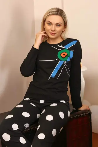 Angelino Женский Комплект Пижамы с Длинным Рукавом 4176 - 4