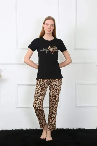 Angelino Женский Трикотажный Комплект для Пижамы с Коротким Рукавом 4128 - 3