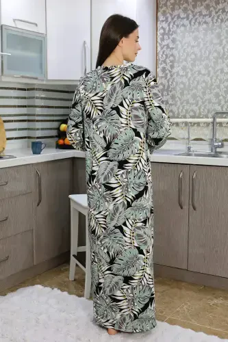 Angelino Женское Длинное Рукавное Трикотажное Ночное Платье Домашнее Платье Бирюзовый 25500 - 4