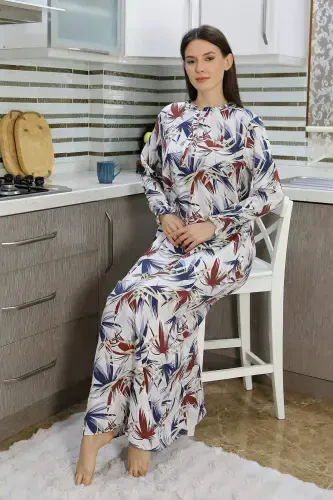 Angelino Женское длинное хлопковое ночное платье домашний халат кремовый 25500 - 2